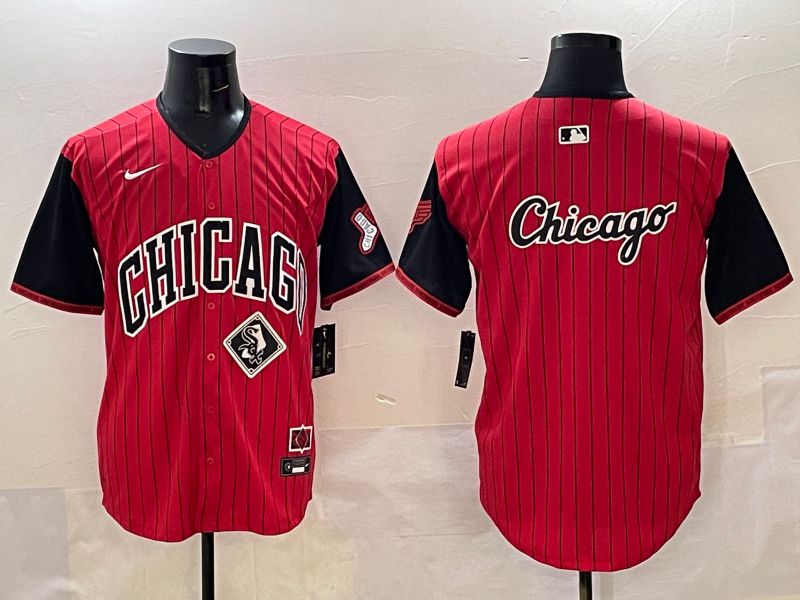 Men Chicago White Sox Blank Red Stripe Joint Name 2025 Nike MLB Jersey style 8